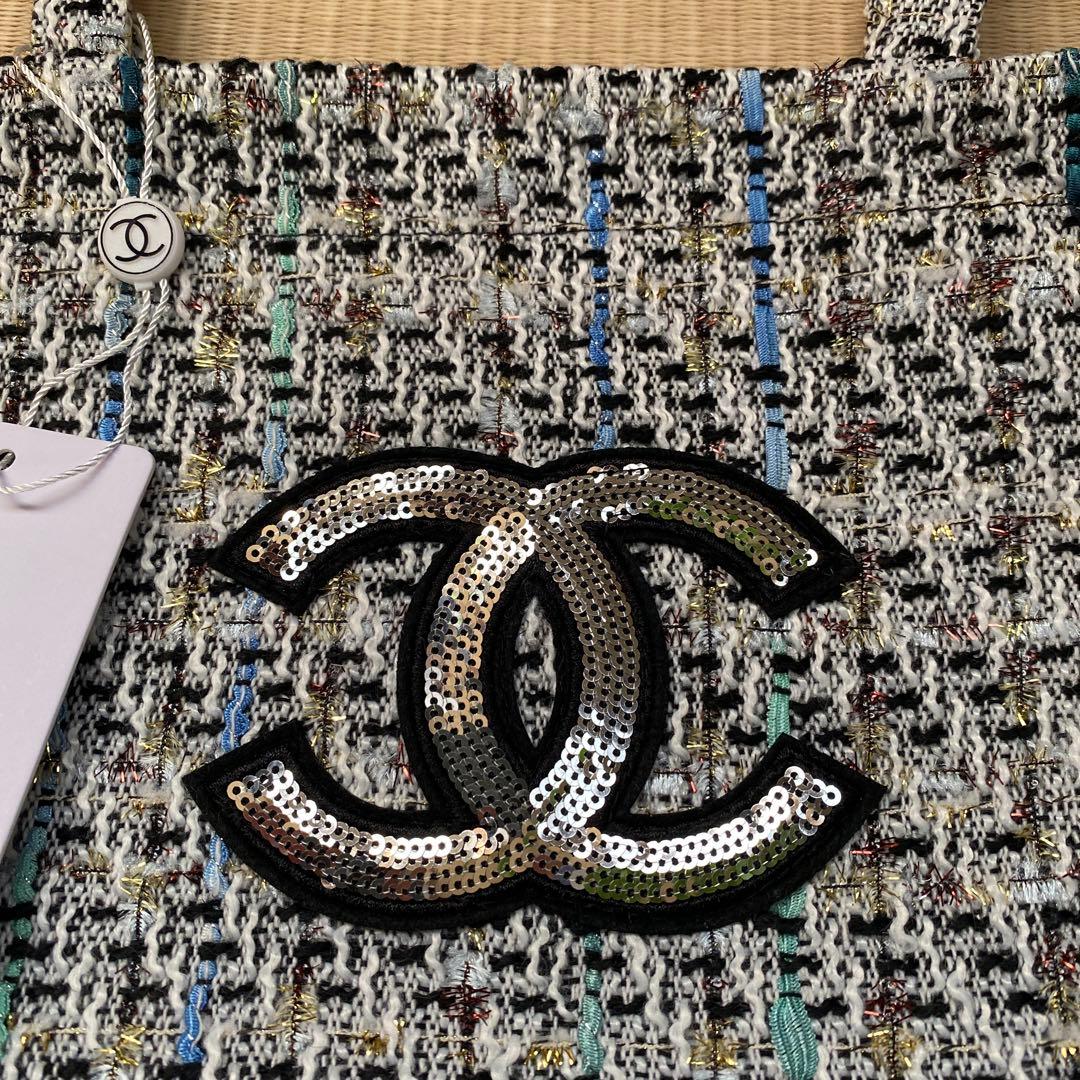 【未使用】シャネルノベルティ ツイード トートバッグ スパンコール ココマーク