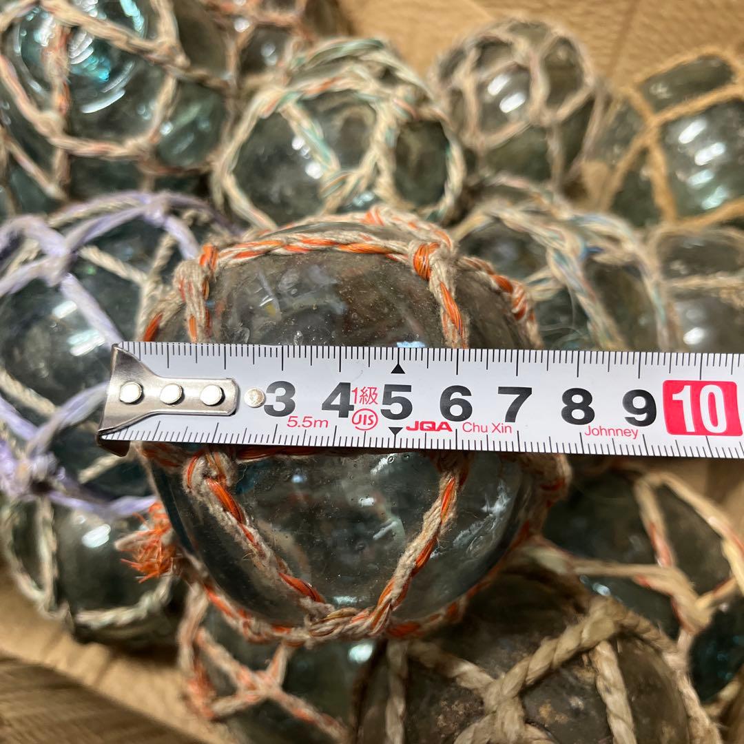 【希少・25個セット】レトロ ガラス 浮き玉 漁具 ビン玉 インテリア 網付き