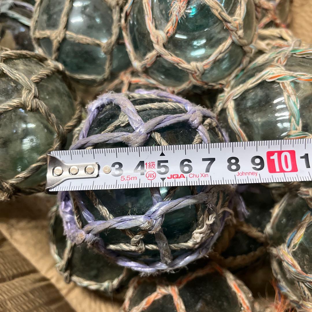 【希少・25個セット】レトロ ガラス 浮き玉 漁具 ビン玉 インテリア 網付き