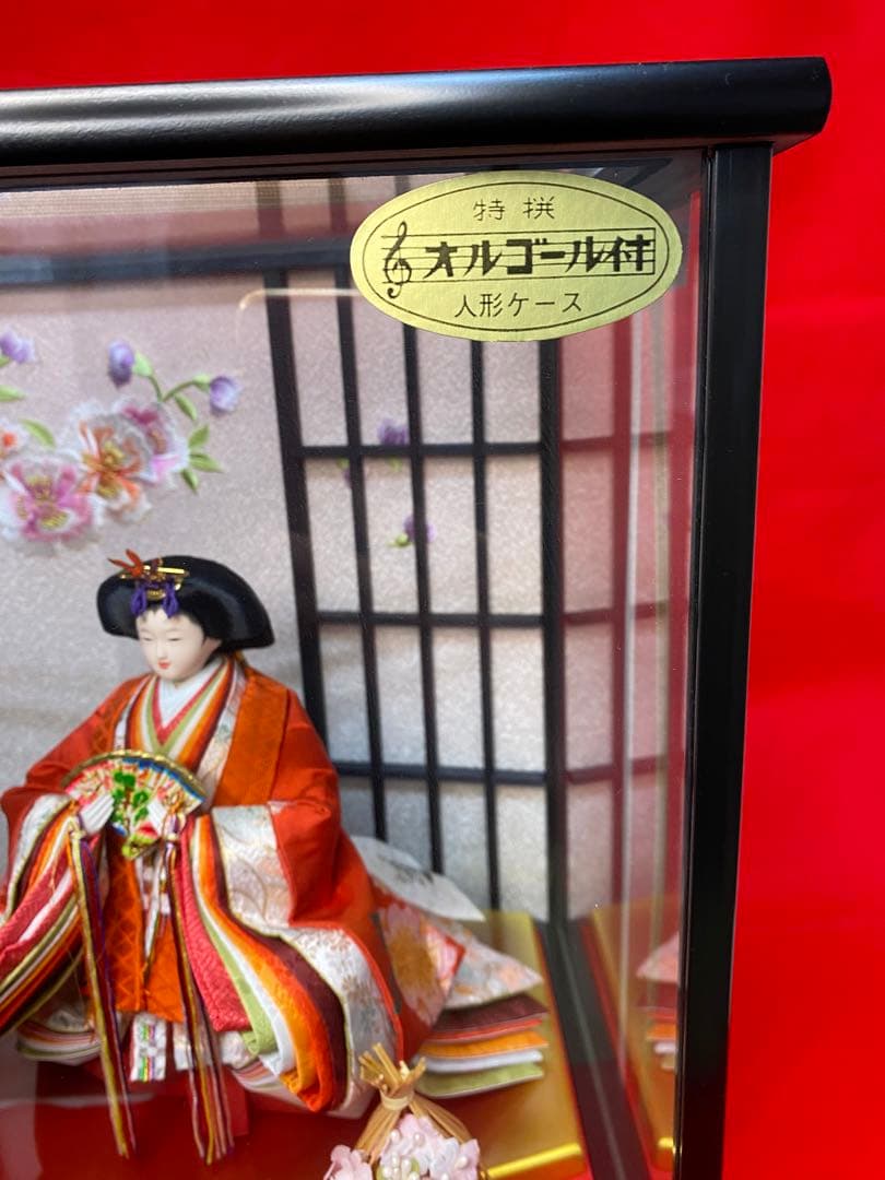 東京久月　雛人形　立親王ガラスケース飾り・間口約４８×奥行約３３×高さ約４３㎝