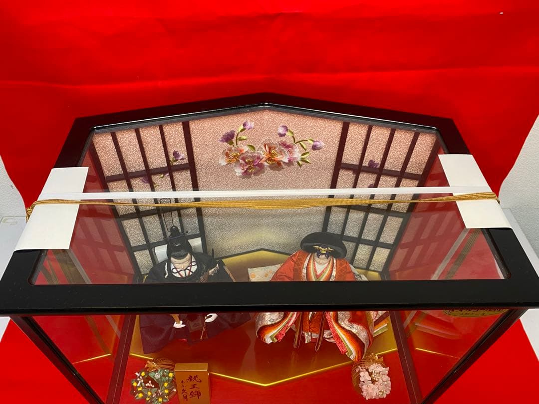 東京久月　雛人形　立親王ガラスケース飾り・間口約４８×奥行約３３×高さ約４３㎝