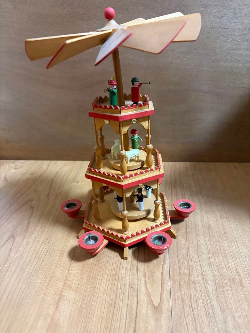 ドイツ　ザイフェン　ドイツ エルツ山脈地方工芸品 木製 クリスマスピラミッド