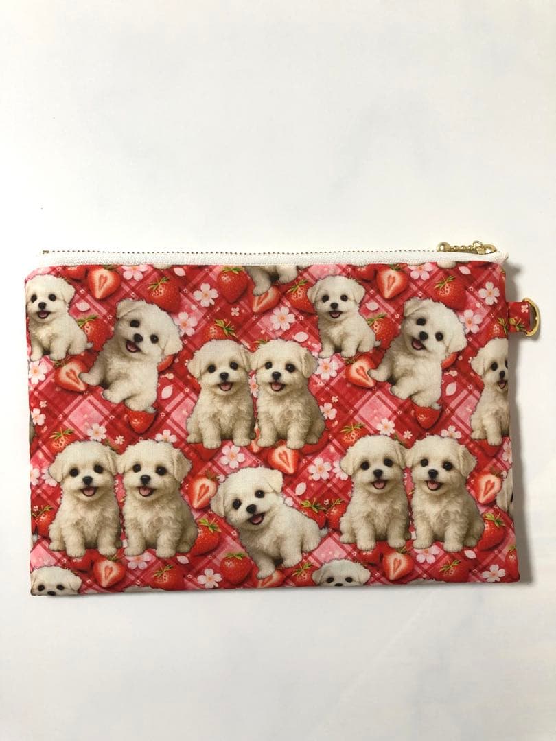 マルチーズ　フラットポーチ　 20センチファスナー