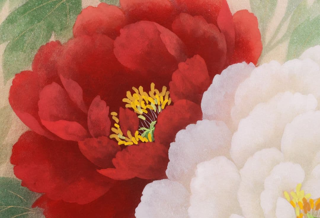 【真作】日本画 遠田一成 富貴花 牡丹 紙本 掛軸 昭和37年生 MB164