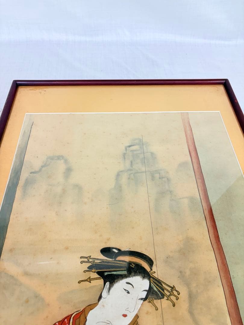 日本画 浮世絵 美人画 猫 絵画 額