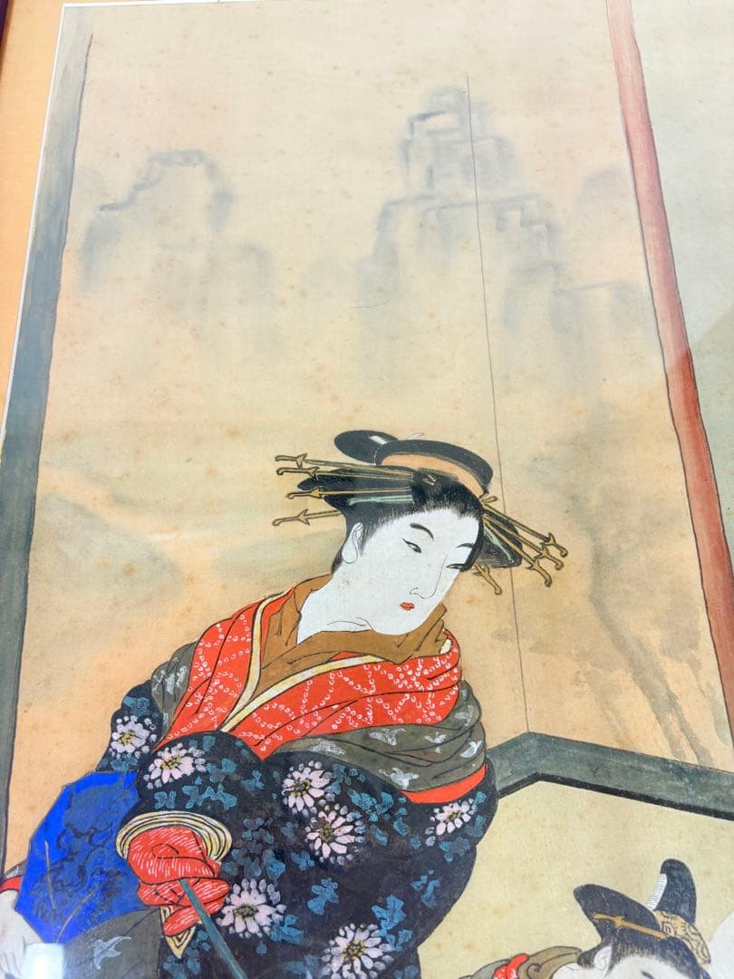 日本画 浮世絵 美人画 猫 絵画 額