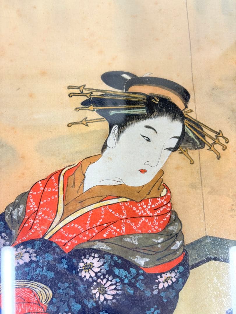 日本画 浮世絵 美人画 猫 絵画 額