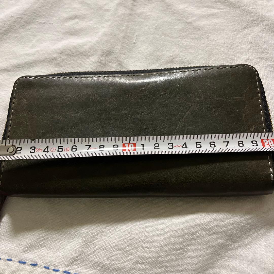 【特注】レザー 長財布 モスグリーン　カエルさんの手