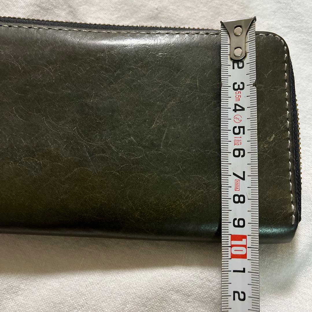 【特注】レザー 長財布 モスグリーン　カエルさんの手