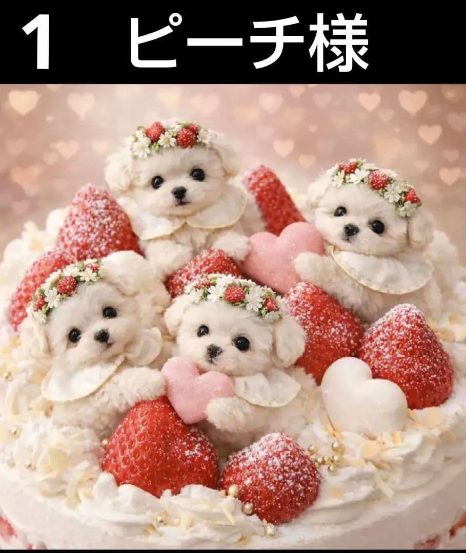 オーダーページ　ハンカチ2330 わんちゃんケーキ柄　ハンドメイド3/8