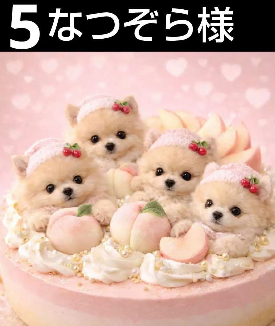 オーダーページ　ハンカチ2330 わんちゃんケーキ柄　ハンドメイド3/8