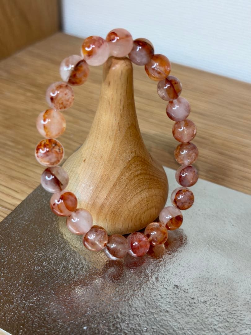 天然石 レッドヘマタイトインクォーツ（銅鉄鉱入り水晶）ブレスレット