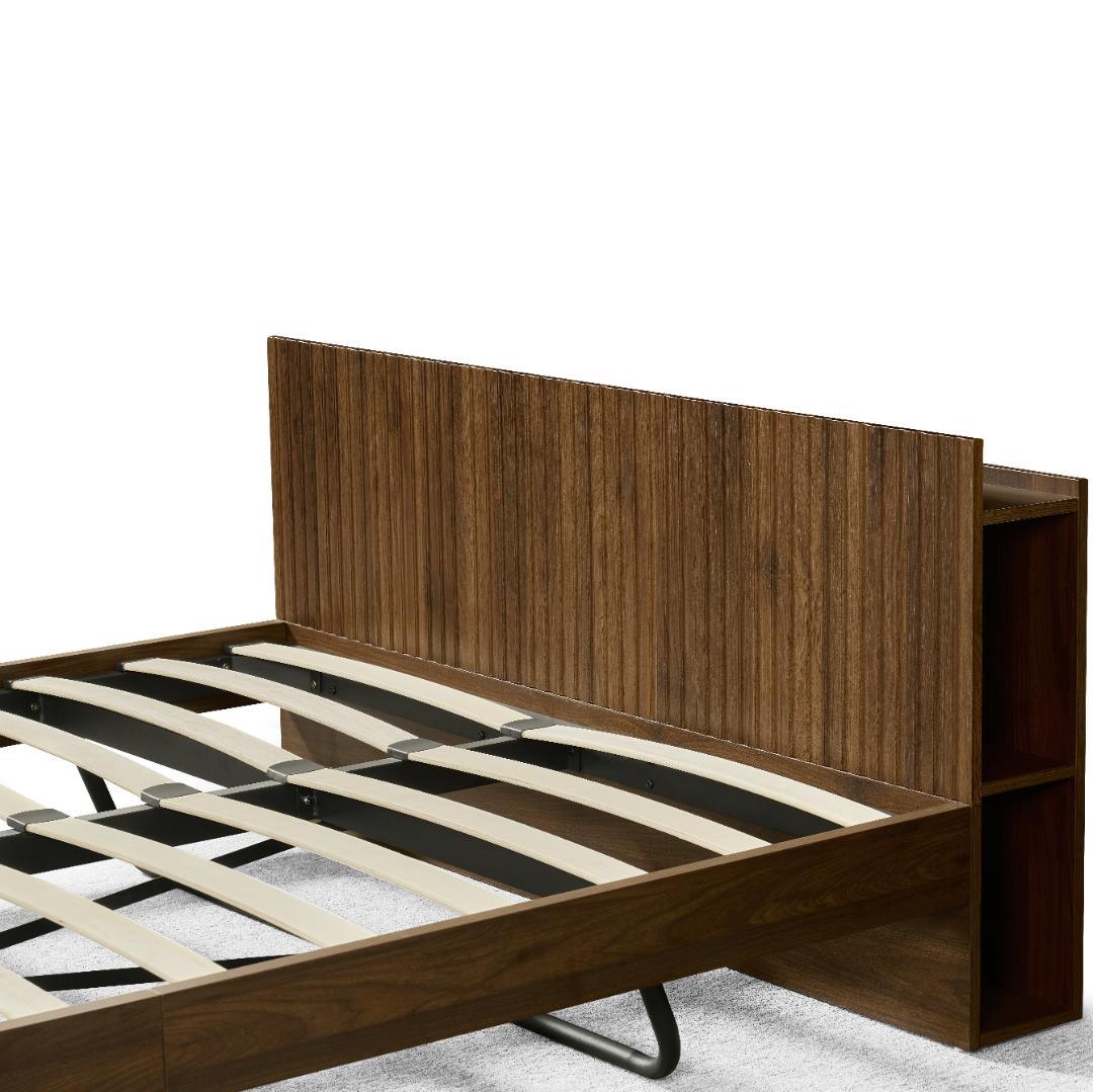 【新品】シングル ウォールナット 収納&USB付き 和風 すのこ 大人/子供用