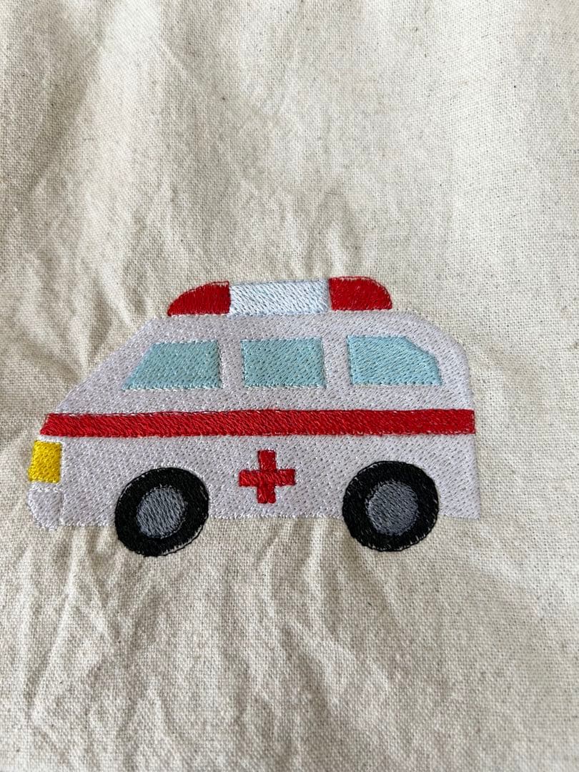 働く車　刺繍のレッスンバッグ4点セット