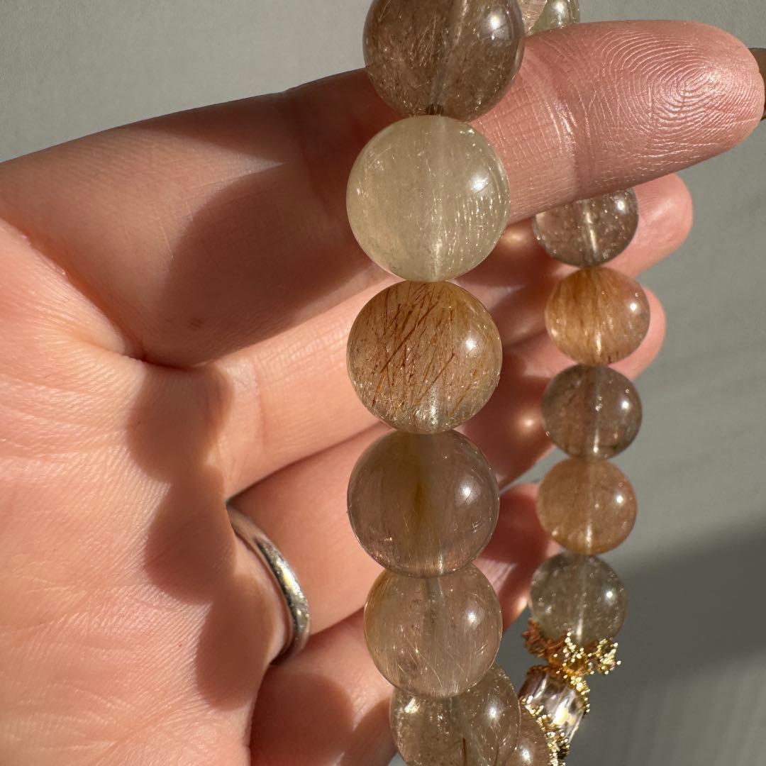 一点物　天然石　ハンドメイドブレス　カラフル　ルチルクォーツ