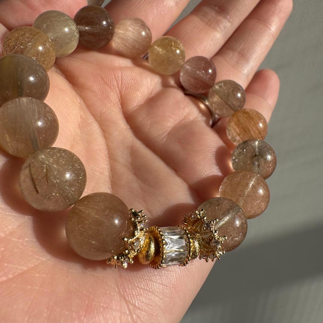 一点物　天然石　ハンドメイドブレス　カラフル　ルチルクォーツ