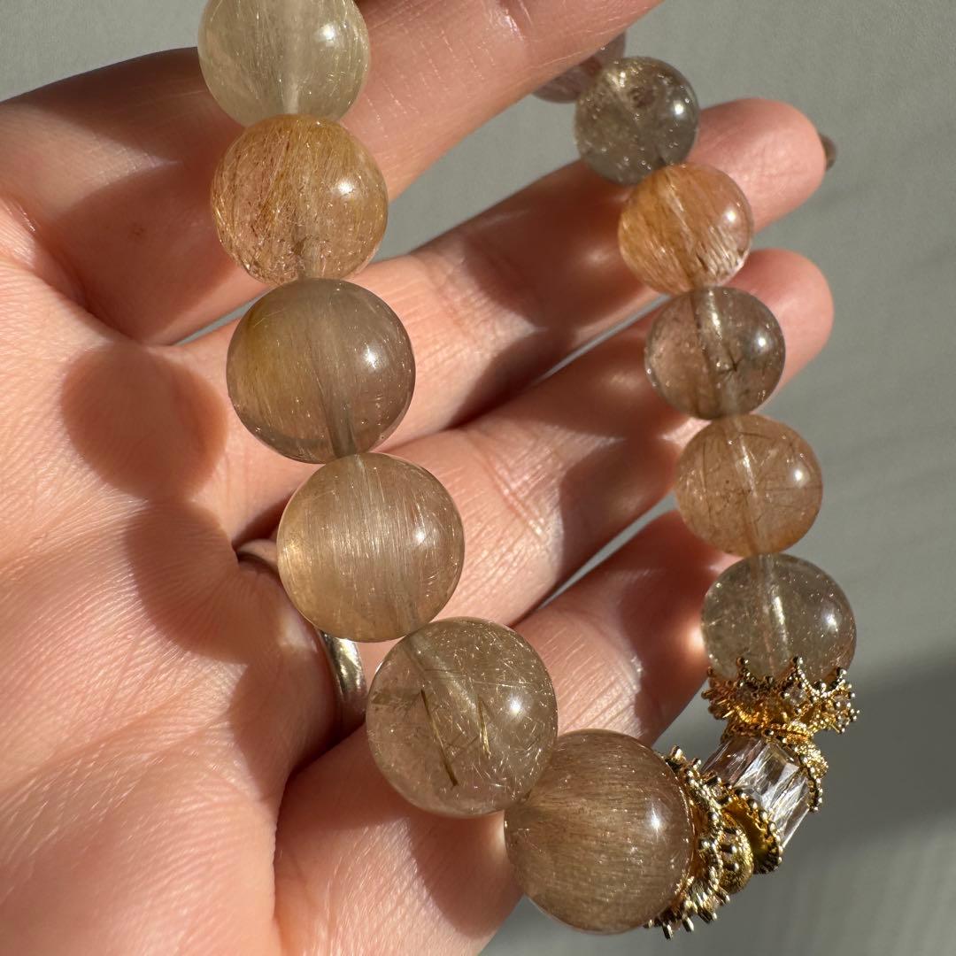 一点物　天然石　ハンドメイドブレス　カラフル　ルチルクォーツ