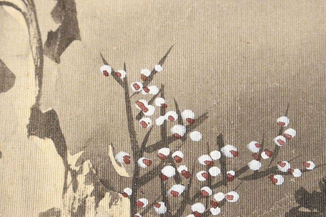 No5215 掛軸　在銘　雅邦　山水、飛鶴図　着色絹本　日本画　古美術　送料無料