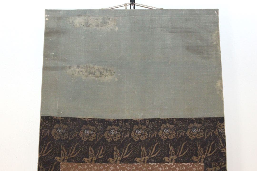 No5215 掛軸　在銘　雅邦　山水、飛鶴図　着色絹本　日本画　古美術　送料無料