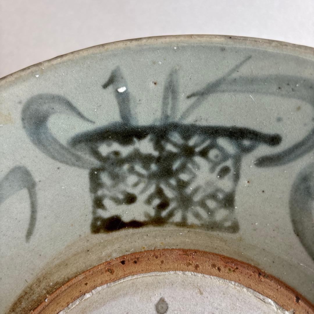 中国　印判染め付け　九寸皿　福 タイ　骨董　装飾　平皿