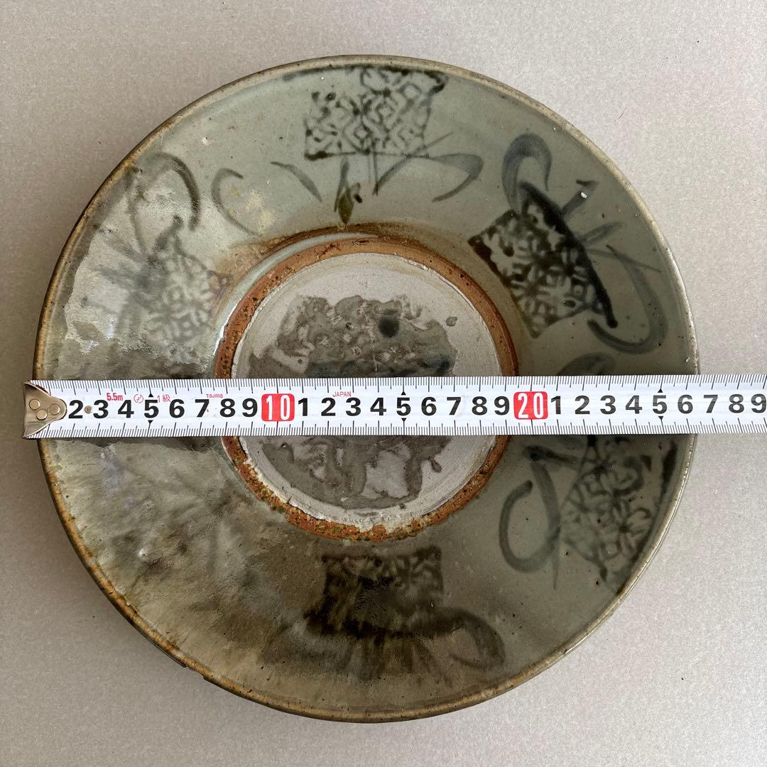 中国　印判染め付け　九寸皿　福 タイ　骨董　装飾　平皿