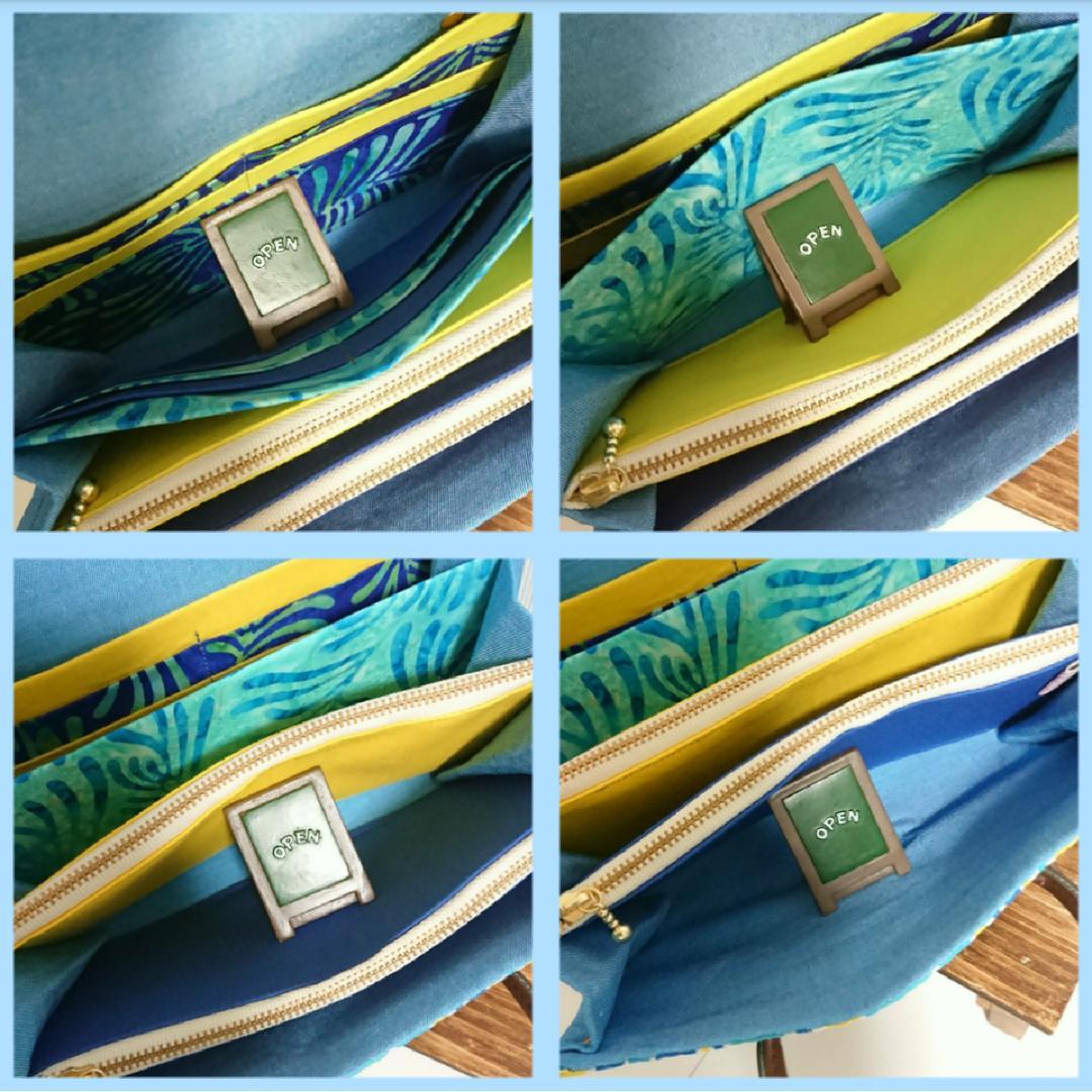 SALE♡２way がま口ポーチつきお財布ショルダー＊ストライプ＊