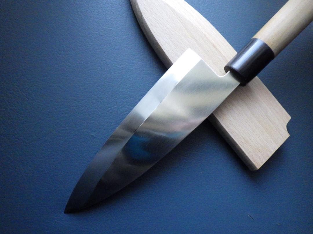 INOX本焼/貞宗/出刃包丁/水牛天然木柄★オリジナル鞘付属★刃付け済み★