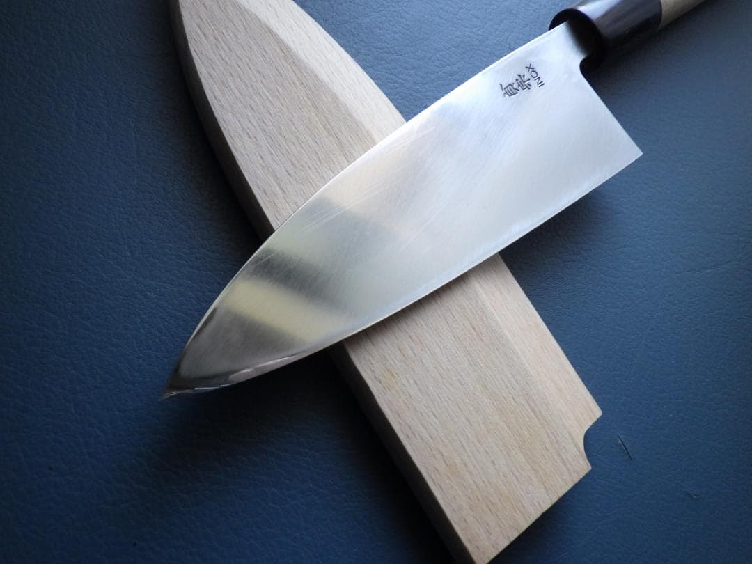 INOX本焼/貞宗/出刃包丁/水牛天然木柄★オリジナル鞘付属★刃付け済み★