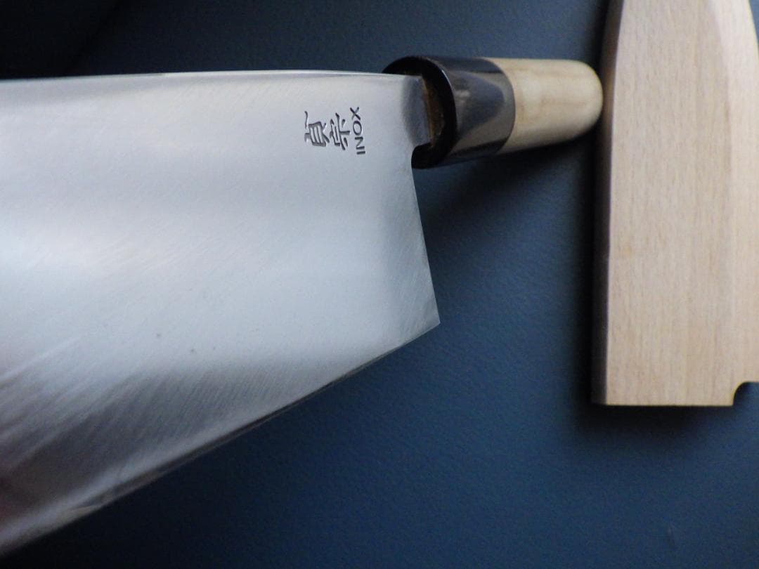 INOX本焼/貞宗/出刃包丁/水牛天然木柄★オリジナル鞘付属★刃付け済み★