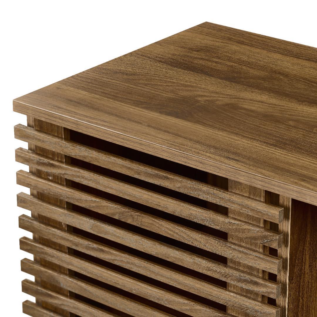 【新品】オーク色サイドボード 大容量収納キャビネット ムービングドア