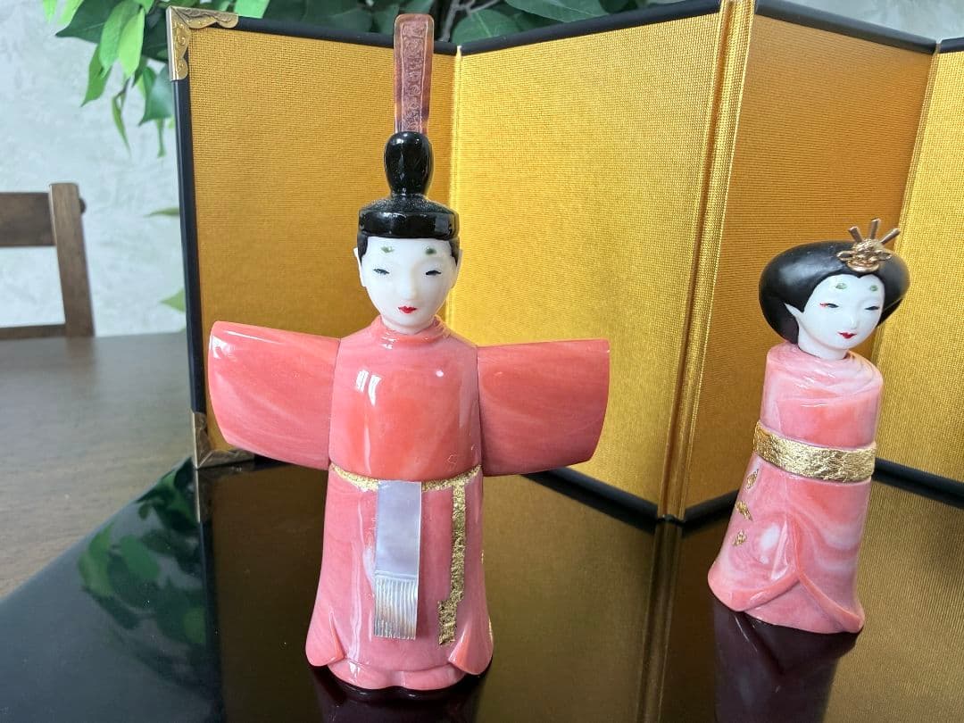 【希少】【珊瑚】【K18製】珊瑚雛人形
