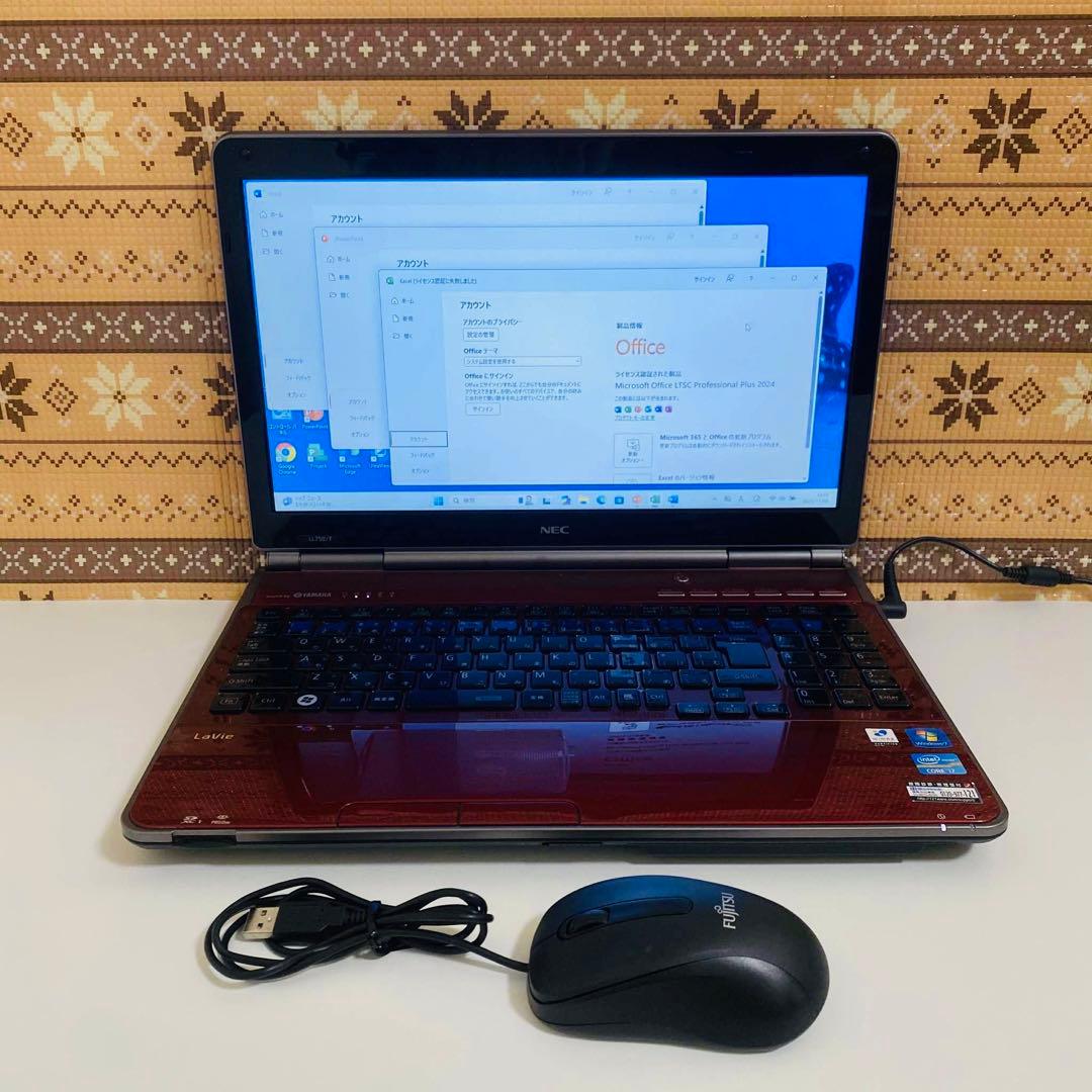 Y916 NECノートパソコン i7メモリ8G高速Windows11オフィス付き