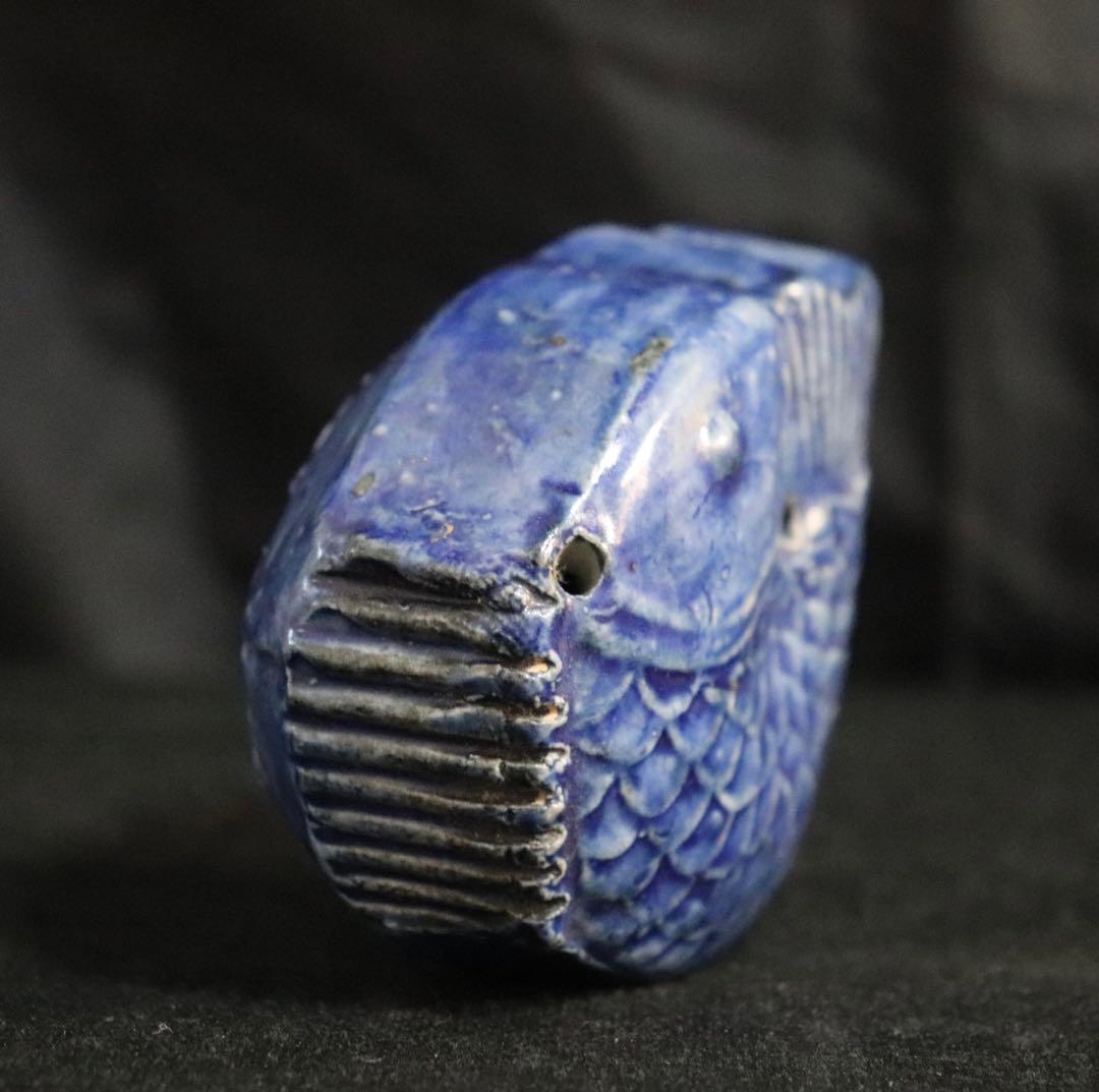 李朝　瑠璃釉鯉型水滴　分院期　アンティーク　朝鮮古美術　送料込み251004