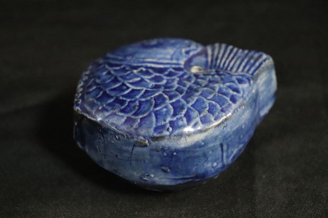 李朝　瑠璃釉鯉型水滴　分院期　アンティーク　朝鮮古美術　送料込み251004