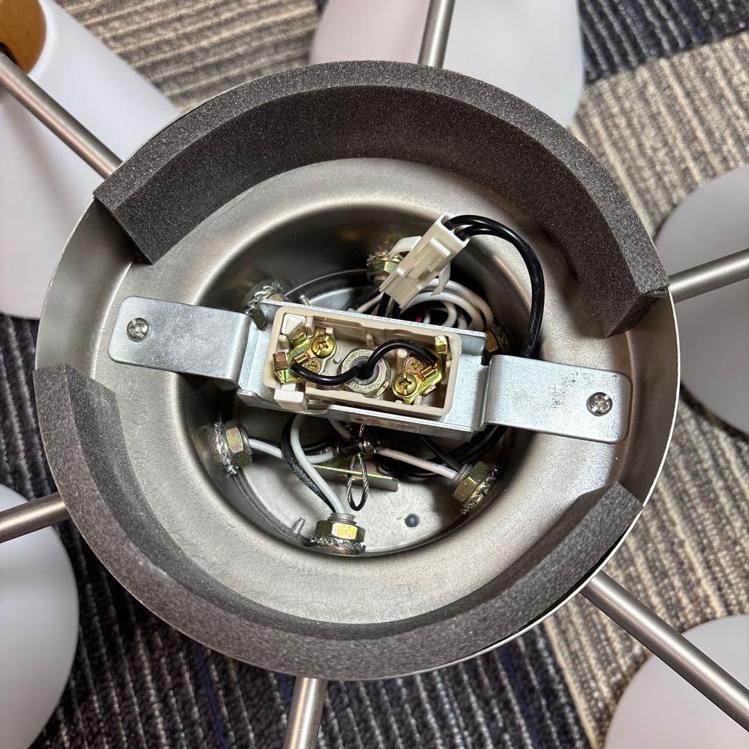 モダンシーリングライト 6灯 ガラス・木製