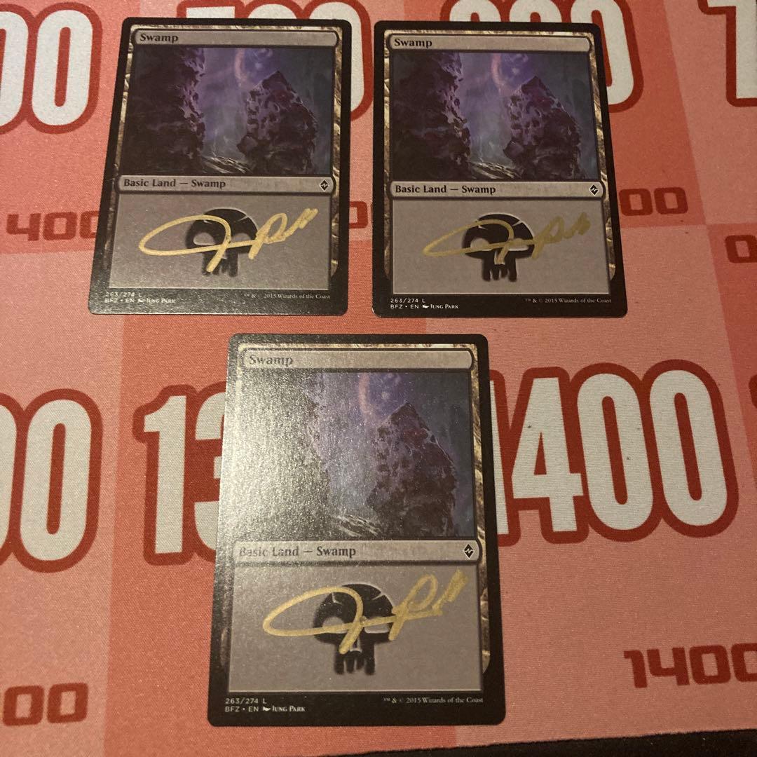 MTG 基本土地　平地　沼　Jung Park サインド　15枚
