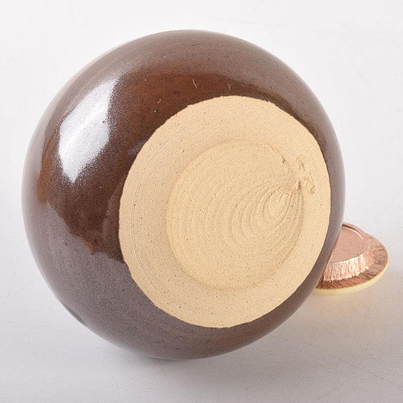 茶道具　京焼　平安　万代喜山造　茄子茶入　仕覆付　共箱　V　6945