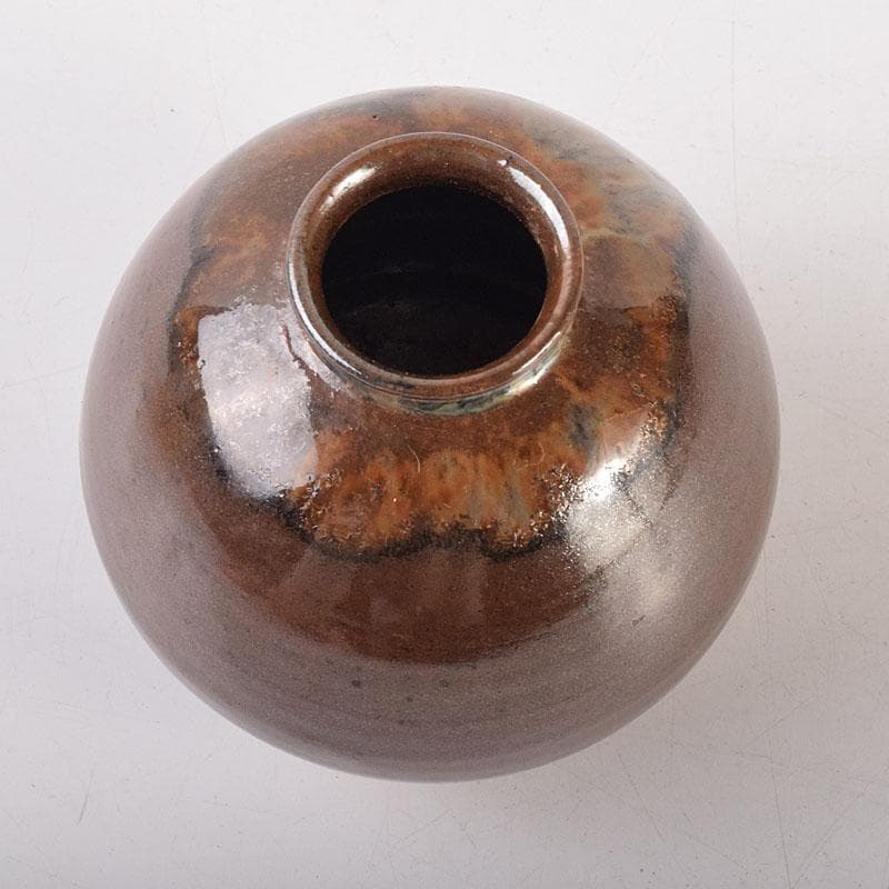 茶道具　京焼　平安　万代喜山造　茄子茶入　仕覆付　共箱　V　6945