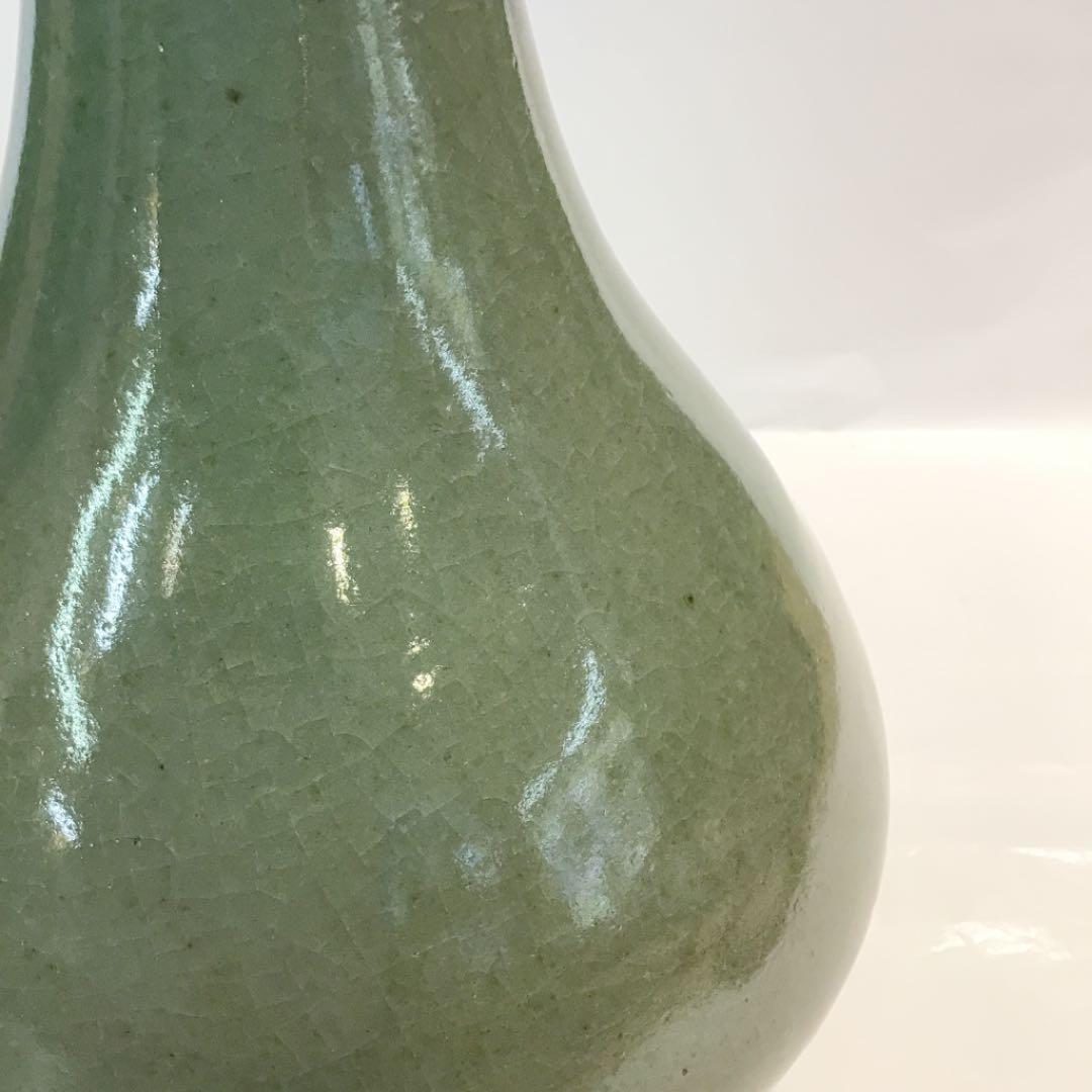 花入 花瓶 青磁 耳付 廣州窯