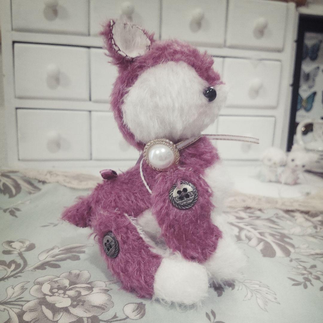 テディベア 赤紫 バンビ アーティストベア 玩具 ぬいぐるみ