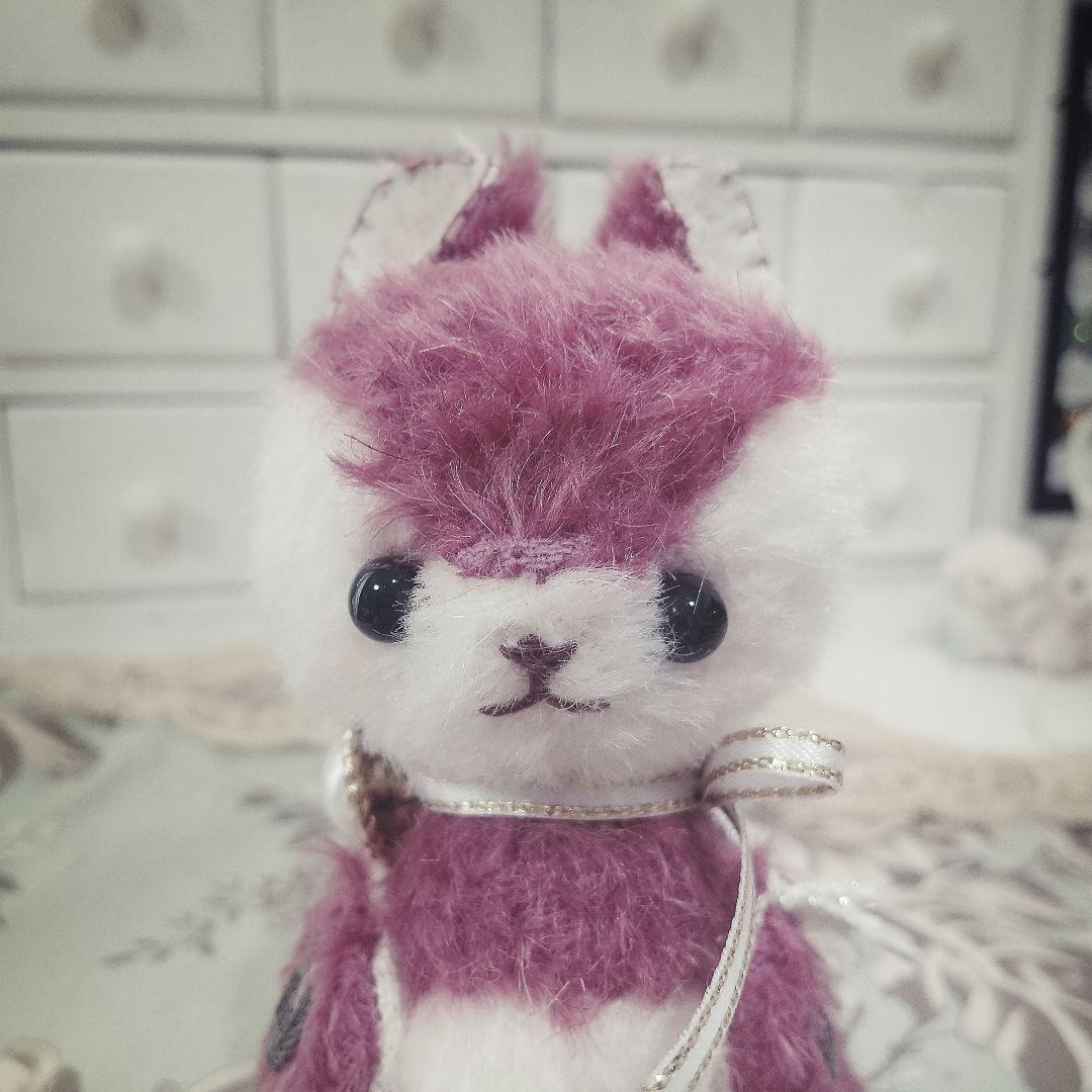 テディベア 赤紫 バンビ アーティストベア 玩具 ぬいぐるみ