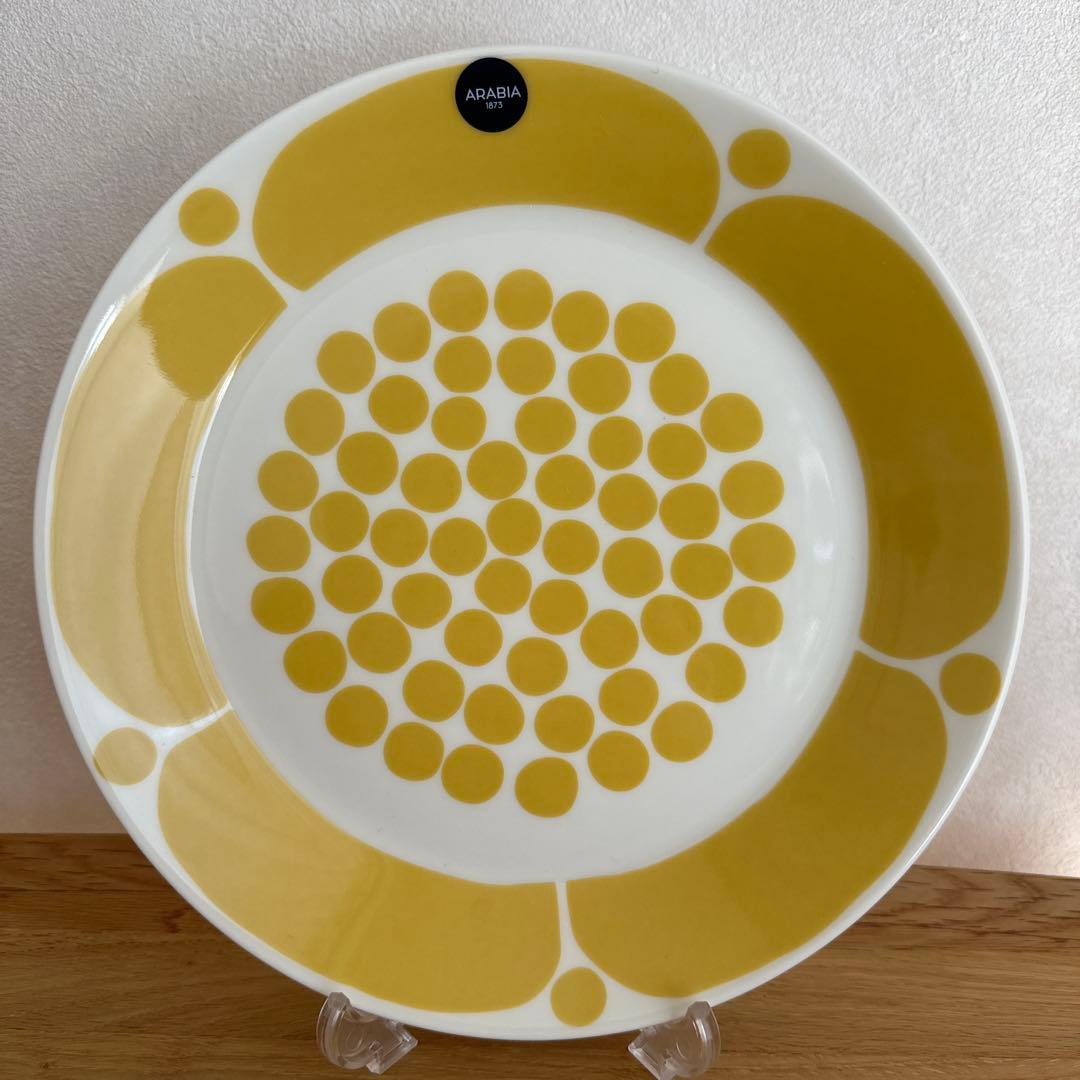 新品未使用21cm アラビア スンヌンタイ プレート イエロー,ライトグリーン