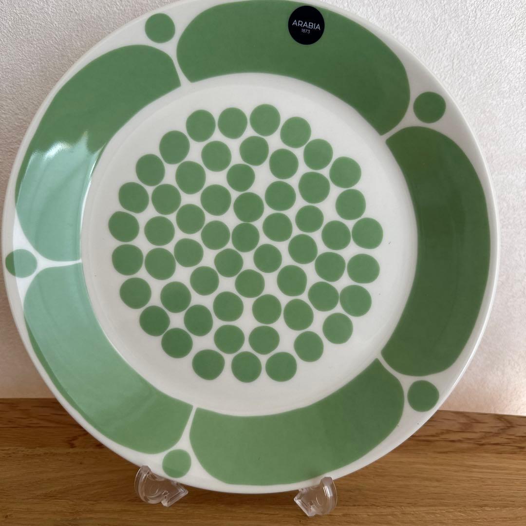 新品未使用21cm アラビア スンヌンタイ プレート イエロー,ライトグリーン