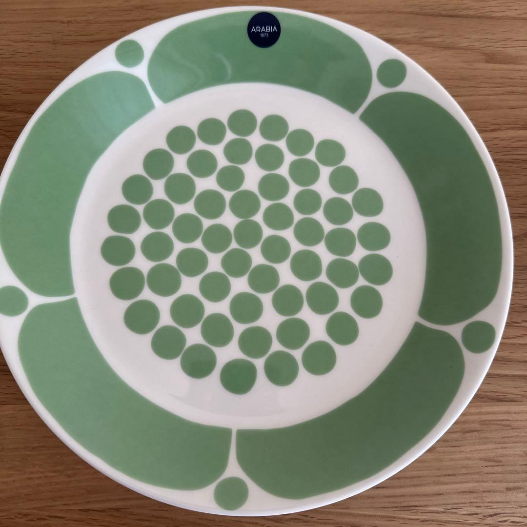 新品未使用21cm アラビア スンヌンタイ プレート イエロー,ライトグリーン