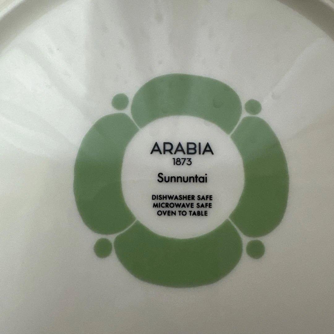 新品未使用21cm アラビア スンヌンタイ プレート イエロー,ライトグリーン