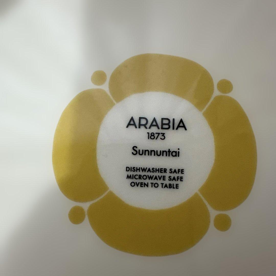 新品未使用21cm アラビア スンヌンタイ プレート イエロー,ライトグリーン