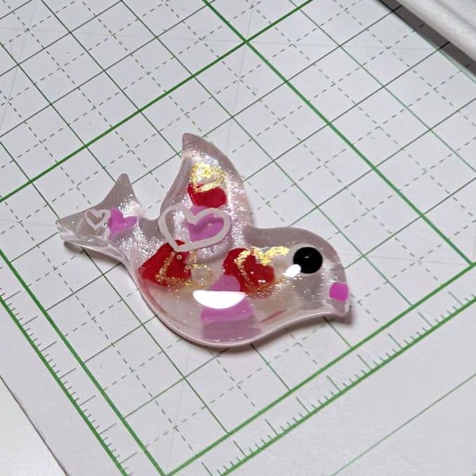 鳥　レジンヘアゴム　ハート