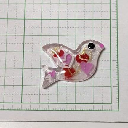 鳥　レジンヘアゴム　ハート