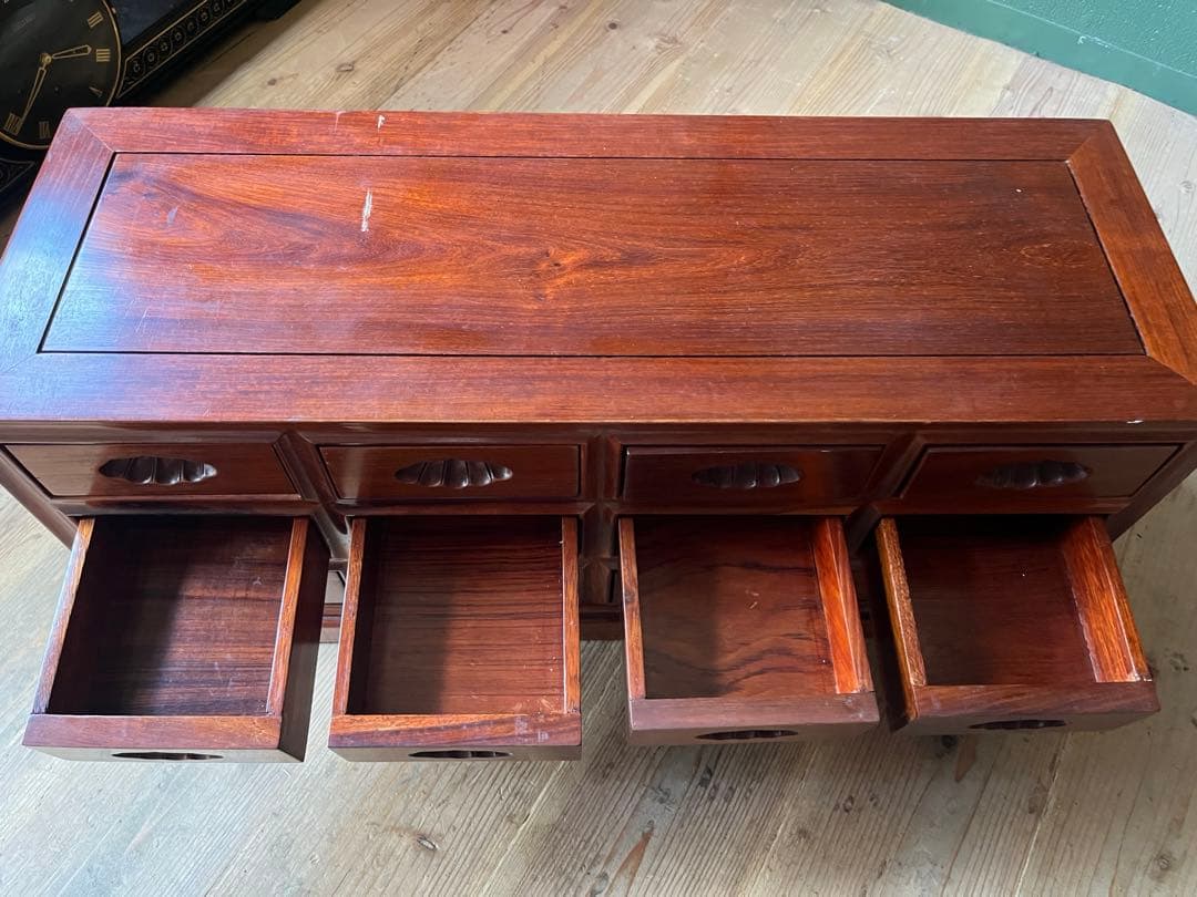 薬箪笥 唐木 紫檀 無垢材 薬棚 小物入れ 小箪笥 12引出し 昭和レトロ