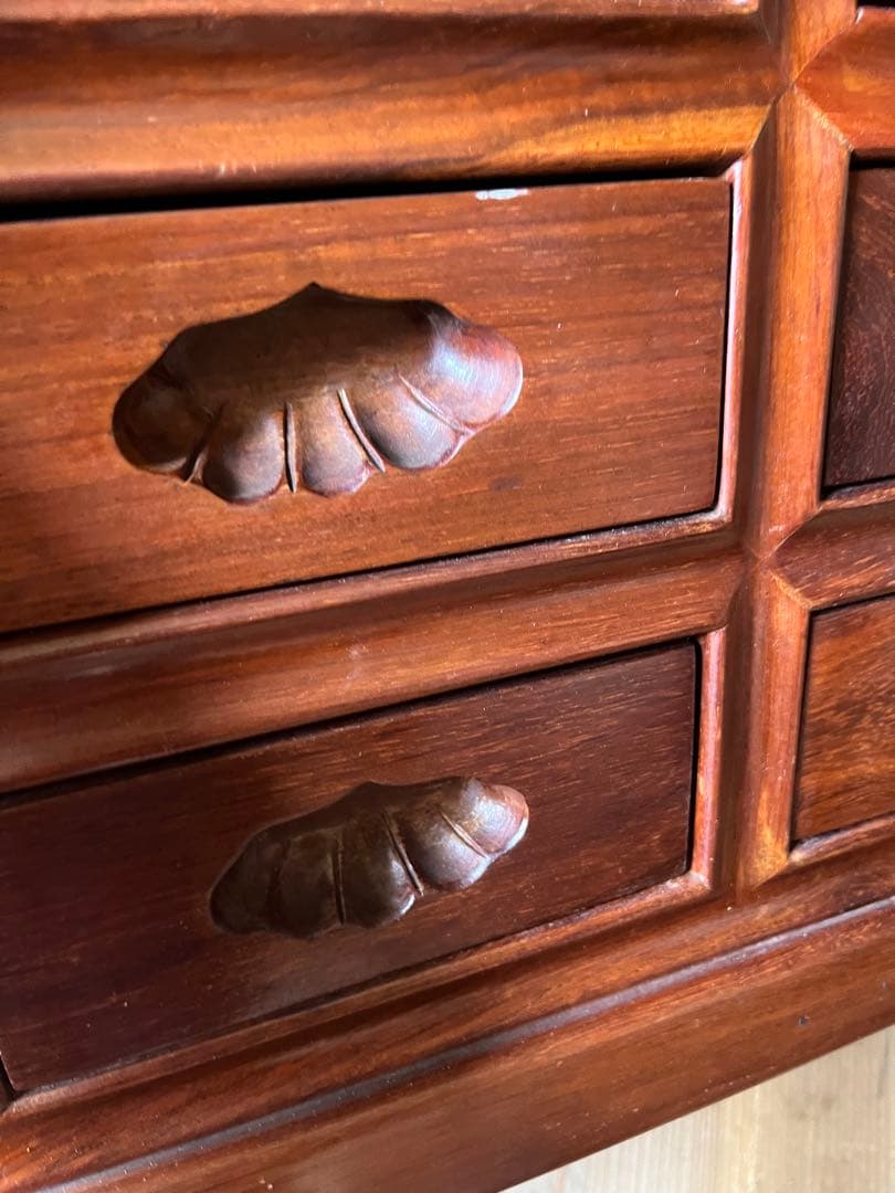 薬箪笥 唐木 紫檀 無垢材 薬棚 小物入れ 小箪笥 12引出し 昭和レトロ